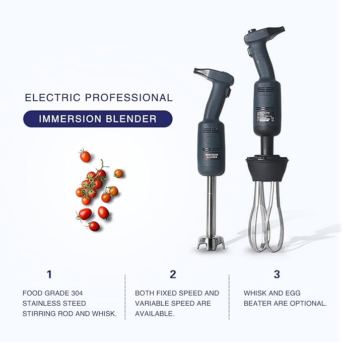 Adjustable Speed Handheld Blender with Stainless Steel Rod and Whisk Attachments - Multi-Purpose Kitchen Tool for Smoothies Soups and More
