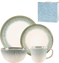 Stoneware Dinnerware Set of 4 4 Pieces Ceramic Dinner Plates Bowl Mug for Kitchen – Unique Gift Idea Scratch Resistant Dishes Dishwasher &amp Microwave Safe (Gold Coast)