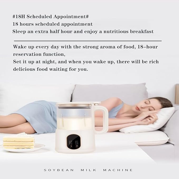 Mini Soy Milk Maker Machine 8 in 1 Automatic Nut Milk Maker Electric Juice Blender Free Filtering Self-Cleaning Personal Soybean Milk Machine Household with 12H Preset for Kitchen