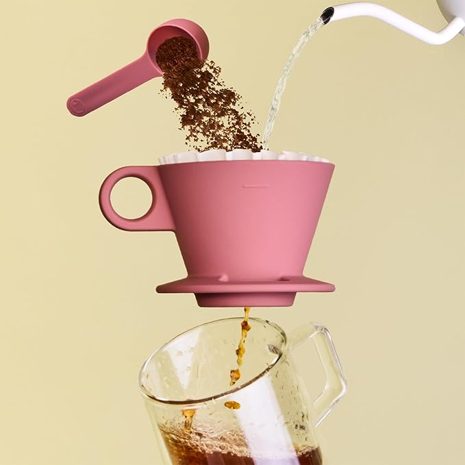 Verve Dwell Dripper Pour Over Coffee Maker Set Non-Electric Coffee Dripper Manual Brew Maker (Pink)