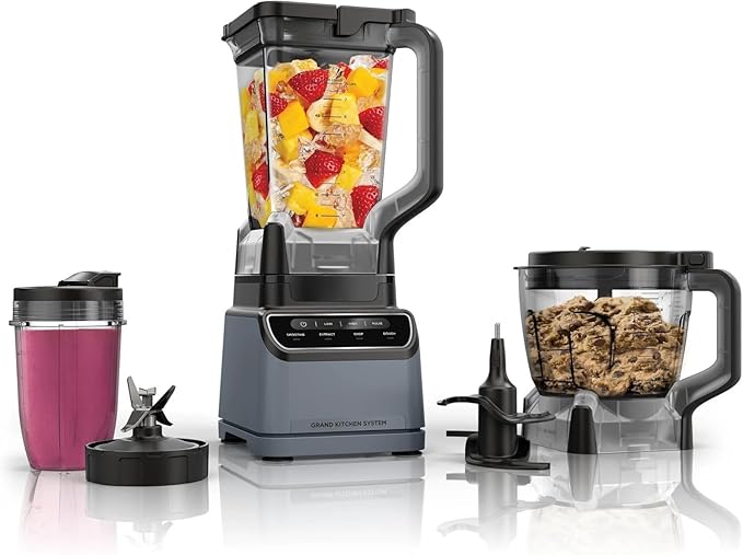 Grand Kitchen System 1200W Blender Food Processor Combo with Auto-iQ 72oz Pitcher 8-Cup Bowl for Smoothies &amp Dough