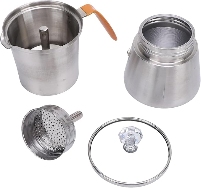 Yosoo Health Gear Hand Pour Coffee Pot Pour Over Coffee Maker Set Coffee Brewer Hand Drip Cone Dripper Coffee Pot with Glass Lid Heat Resistant Handle for Italian Coffee Milk Tea (160ML)