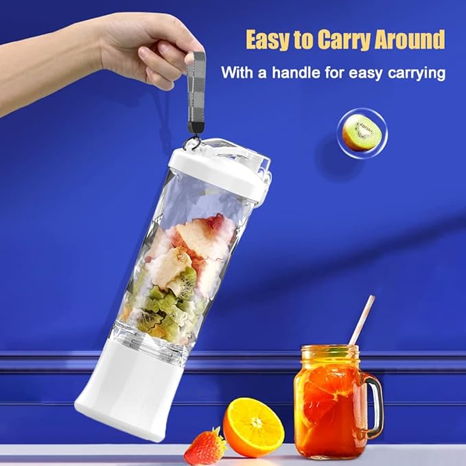 Portable Blender for Shakes and Smoothies 600ml Fruit Juicer with 6 150W Power 2 Modes Built-in Battery Waterproof Fruit Mixer for Home Office Travel Sports Camping