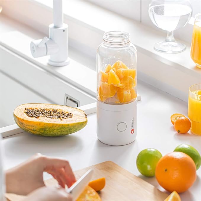 TEQIN Portable Blender Smoothie Blenders Vit-s011 500ml Portable Mini Juicer Vitamer Juicer 2000mAh Battery Strong Power USB Rechargeable Fruit Juice Cup Rice White