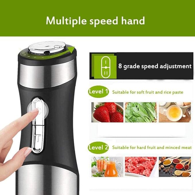 Immersion Hand Blender4 in 1 Stick Mixerwith Food Processor Chopper BeakerEgg Whisk