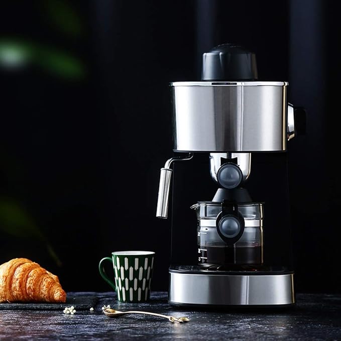 Coffee Machine Small Steam Semi-automatic Foaming MachineEspresso Machine5 Bar Pressure PumpndashLatteCappuccinoAmericanoBubble Coffee MachinendashSilver(800 Watt