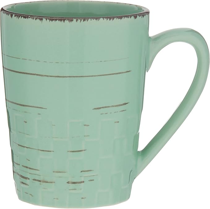 Lorren Home Trends 16 Piece Distressed Weave Dinnerware Set-Green