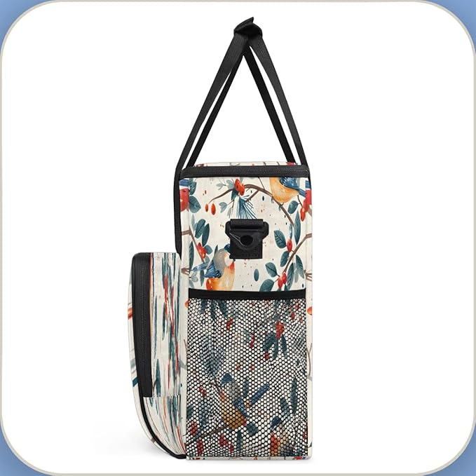 Bird Berry Branch Coffee Maker Carrying Bag Compatible with K-Mini or K-Mini Plus Portable Single Cup Coffee Maker Case with Pockets for K Cup Pods