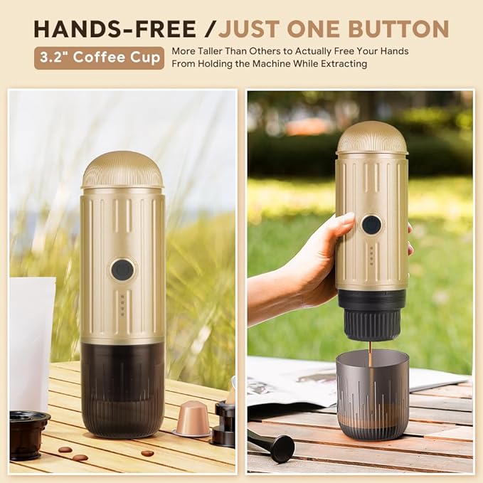 BENFUCHEN Portable Espresso Machine For Travel USB-C Charging Self-Heating Electric Espresso Maker 19 Bar Mini Coffee Maker On the Go For Camping/Hiking Ground Coffee &amp NESPRESSOpods (Light Go