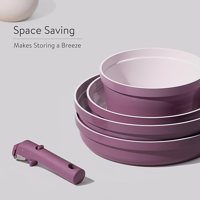 CAROTE Ceramic Cookware SetPots and Pans set Non StickInduction Cookware Set with Removable HandleRV Kitchen Cooking SetNon-toxic Kitchen Cooking Set PFAS and PFOA FreePurple