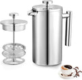 34oz French Press Coffee Maker 1000ml Stainless Steel Double Insulated Cafetiere 8 Cup Espresso Coffee Press Portable Coffee Plunger Pot for Home Office Camping