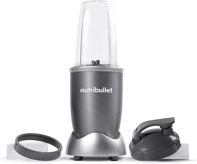 nutribullet Personal Blender for Shakes Smoothies Food Prep and Frozen Blending 24 Ounces 600 Watt Gray (NBR-0601) and NutriBullet 24 Ounce Tall Cup with Standard Lip Ring Clear/Gray