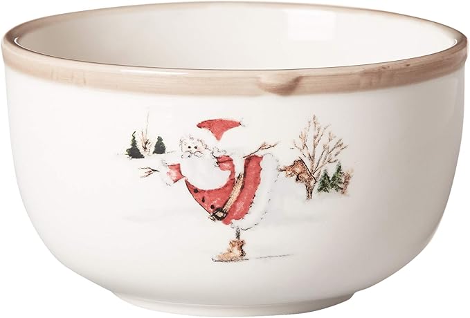 American Atelier Christmas Twig Holiday Dinnerware Set – 20-Piece Christmas-Themed Earthenware Dinner Party Collection Unique Gift Idea for Christmas or Birthday Cream