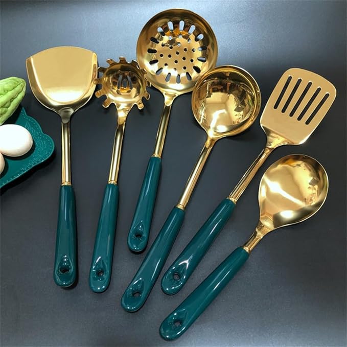 Stainless Steel Kitchenware Set Home Kitchen Cooking Spatula Spoon 7 Pieces Set Ceramic Handle Spatula