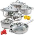 Kitchen Cookware Sets 12 Piece Basic Stainless Steel Pots and PansSilver HandleOne-Silver Handle-One