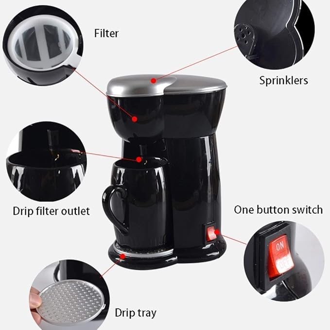 Coffee Machine Single Coffee Machine-Power:300 Watts140 Ml Water TankWashable Drip TrayActive Foam NozzleRemovable Water TankFood Grade PPfor espresso cooker