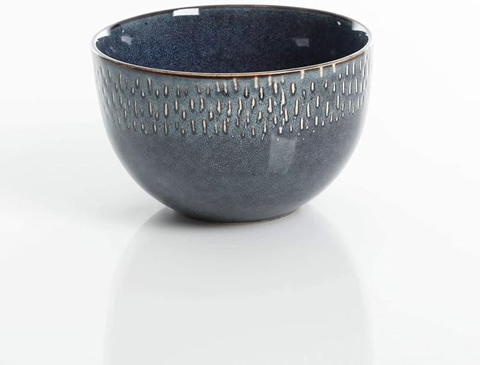 16-Piece Cobalt Blue Stoneware Dinnerware Set – Double Bowl Design with Reactive Glaze Dishwasher &amp Microwave Safe