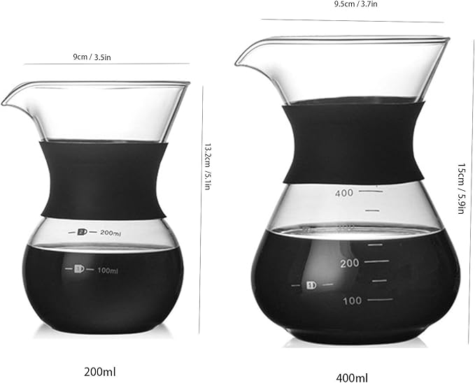 Liudan Coffee Maker Coffee Sharing Pot Household Instructions Coffee Pot Set Heat Resistant Glass Coffee Pot with Scale Coffee Filter Anti-Branding Pot 200 ml / 400 ml Coffee Press (Size : Small)