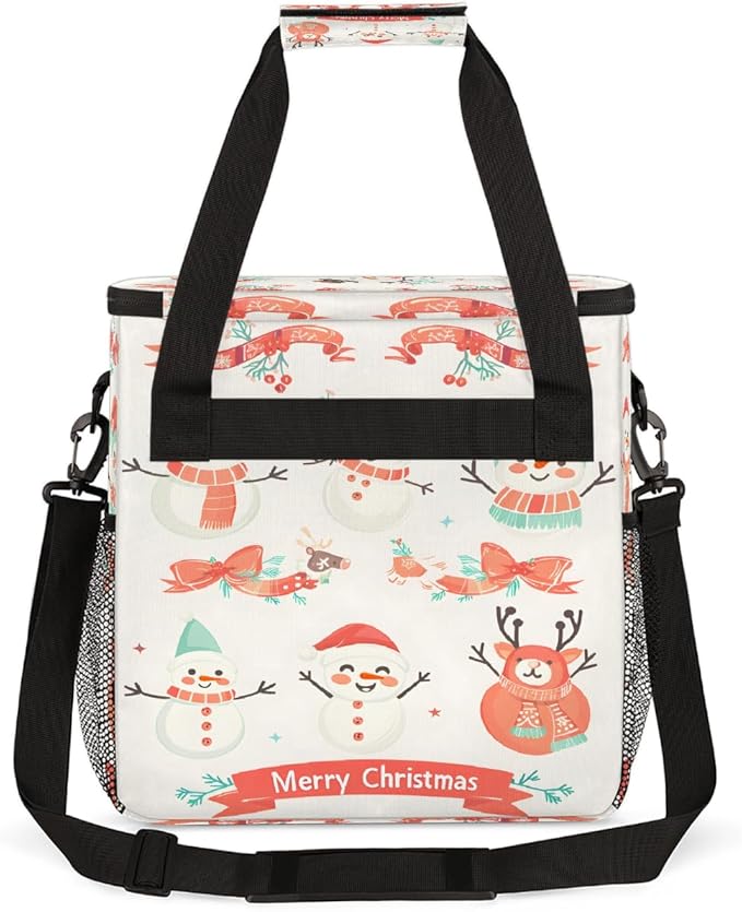 Christmas (705) Coffee Maker Carring Bag Travel Carrying Storage Tote Bag Compatible with Keurig K-Mini or K-Mini Plus Portable Single Serve Coffee Brewer Case with Pockets for K-cup Pods