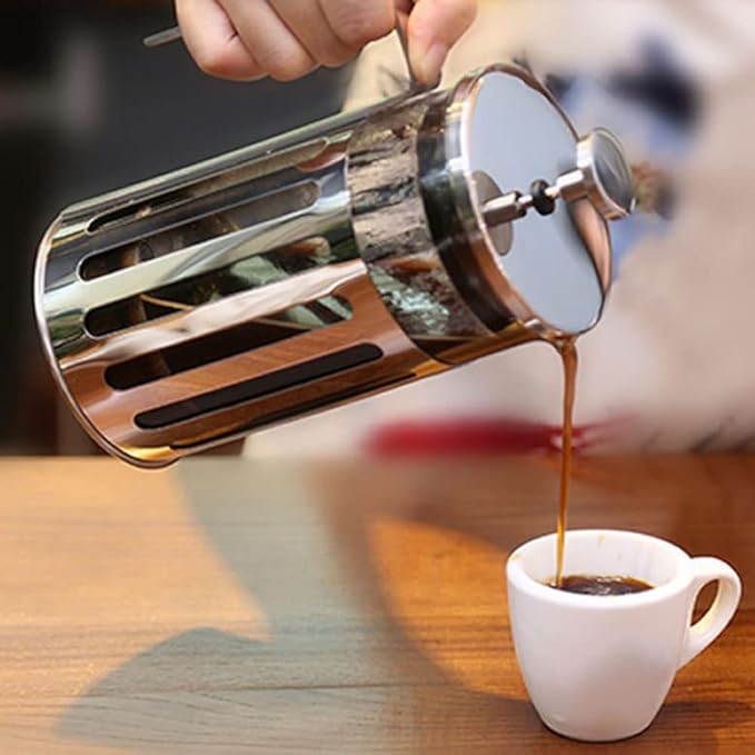 French Press Coffee Maker Borosilicate Glass 304 Stainless Steel Coffee Press Cold Brew Heat Resistant Thickened Borosilicate Coffee Pot for Camping Travel Gifts 1000ML (Size : 350ml)
