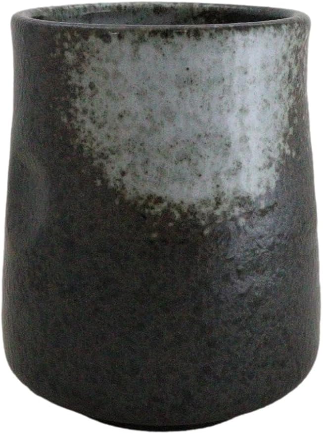 Ebros Gift Artistic Charcoal Grey Tone Hakumu Porcelain Ceramic Collection Dinnerware Serveware Kitchenware Set Asian Japanese Restaurant Supply (Pack Of 6 Yunomi Reactive Glaze Tea Cups 9oz)