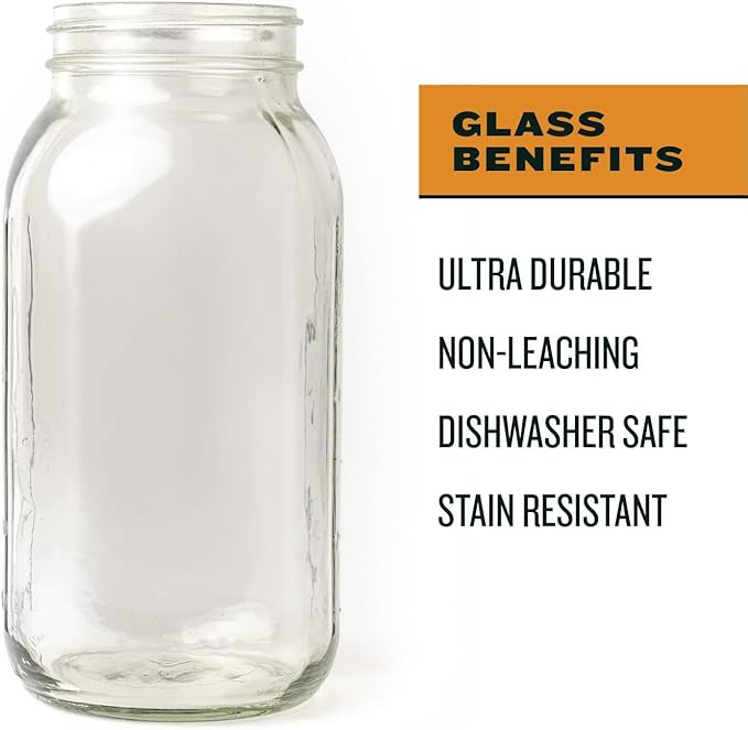 County Line Kitchen Glass Cold Brew Coffee Maker with Lid - Wide Mouth 2 Quart (64 oz) - Heavy Duty Leak Proof - Sun &amp Iced Tea Pitcher Cold Brew Coffee Breast Milk Storage Water - Gray