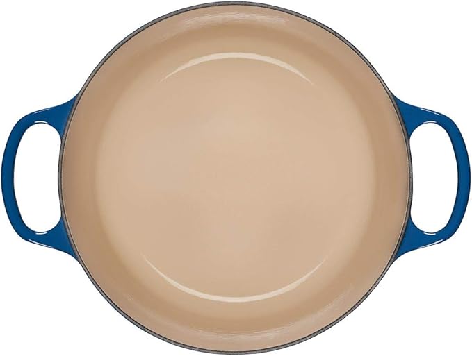 Le Creuset 8 Piece Multi-Purpose Enameled Cast Iron with SS Knobs Stoneware and Toughened Nonstick PRO Fry Pan Complete Cookware Set - Marseille
