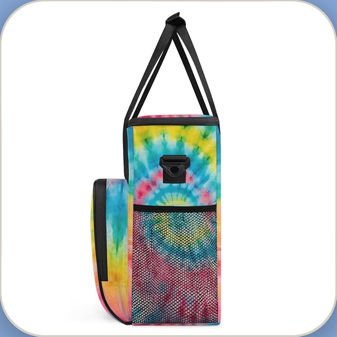 Tie Dyeing Coffee Maker Carrying Bag Yellow Pink Travel Storage Bag Compatible with K-Mini or K-Mini Plus Single Serve Coffee Brewer Carrying Case with Multiple Pockets &amp Shoulder Strap