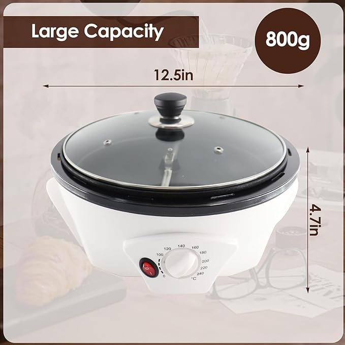 Electric Coffee Maker 0-240 ° C Temperature Adjustment And Timer Coffee Roasters With A Capacity 800g Home Use Peanuts Tea Barley Chestnut Melon Seed Popcorn SoyBeans