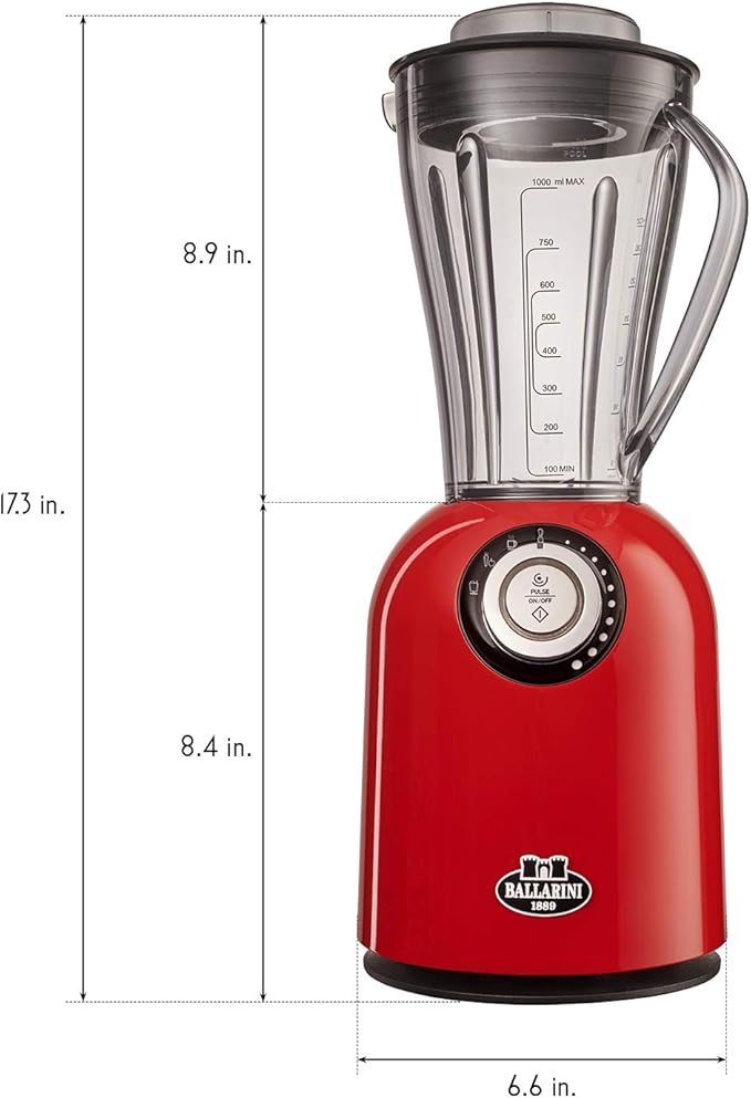 Ballarini Tesoro Countertop Blender - Cherry Red Made in Italy