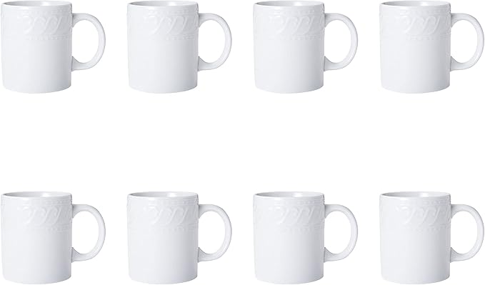 Pfaltzgraff Sylvia 32-Piece White Dinnerware Set Service for 8 Durable Stoneware Plates Bowls and Mugs Microwave and Dishwasher Safe
