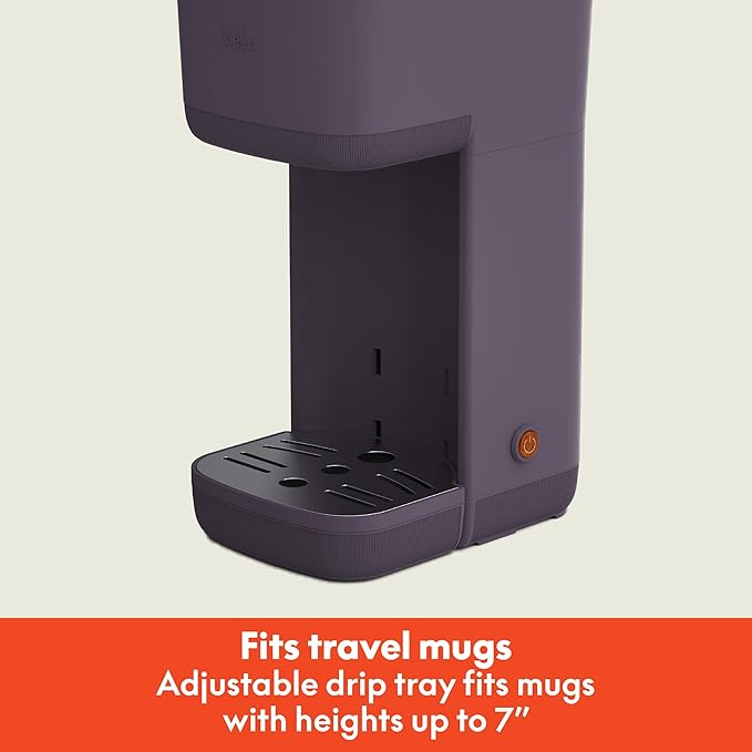 BELLA Single Serve Coffee Maker K Cup &amp Coffee Ground Compatible with Removable Adjustable Drip Tray Auto Shutoff &amp Reusable Dishwasher Safe Accessories Brews 6oz to 14oz 1000 Watt Plum