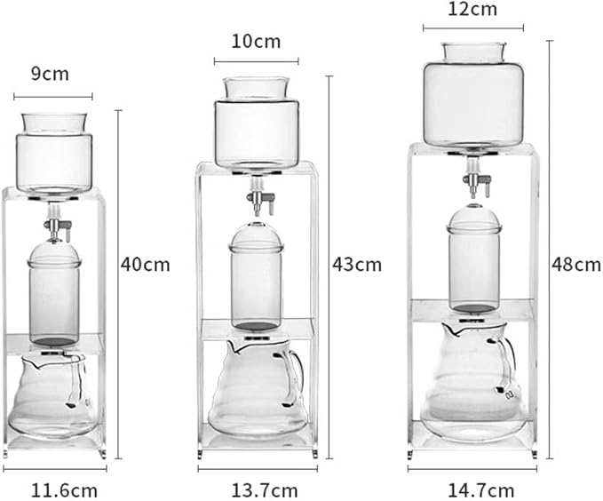 Cold Brew Drip TowerIce Coffee Machine w/Slow Drip Technology w/Stainless Steel Filter&ampAcrylic StandAdjustable Water FlowMakes 3-6 Cups (14.7 * 48cm)
