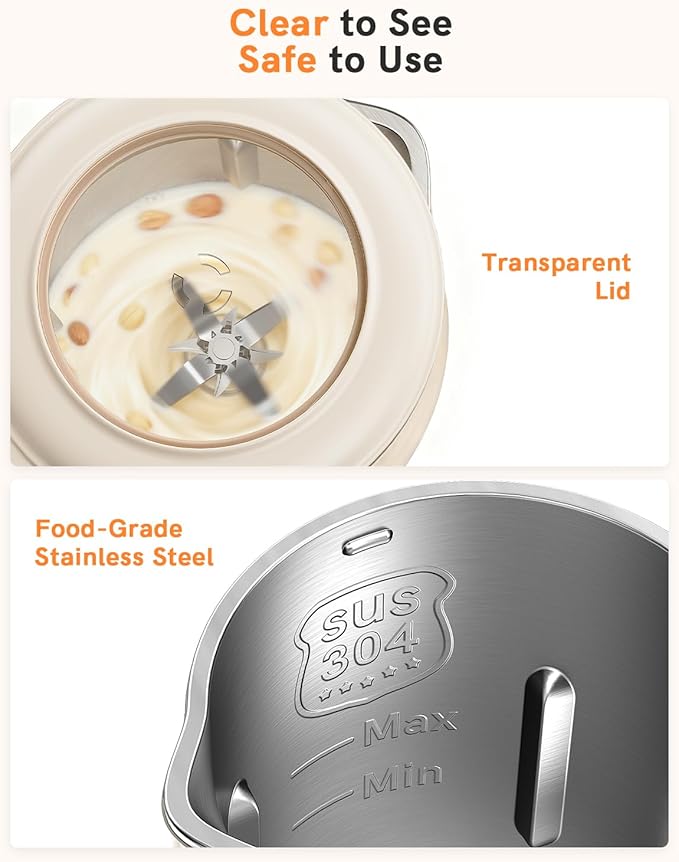 50oz Nut Milk Maker Machine(Stainless Steel) Blender 8-in-1 Automatic Soy Milk Maker for Vegan Homemade Almond/Coconut/Oat Plant-Based Milk with 18H Delay Start4H Keep Warm Self-Clean&amp Boil Wa