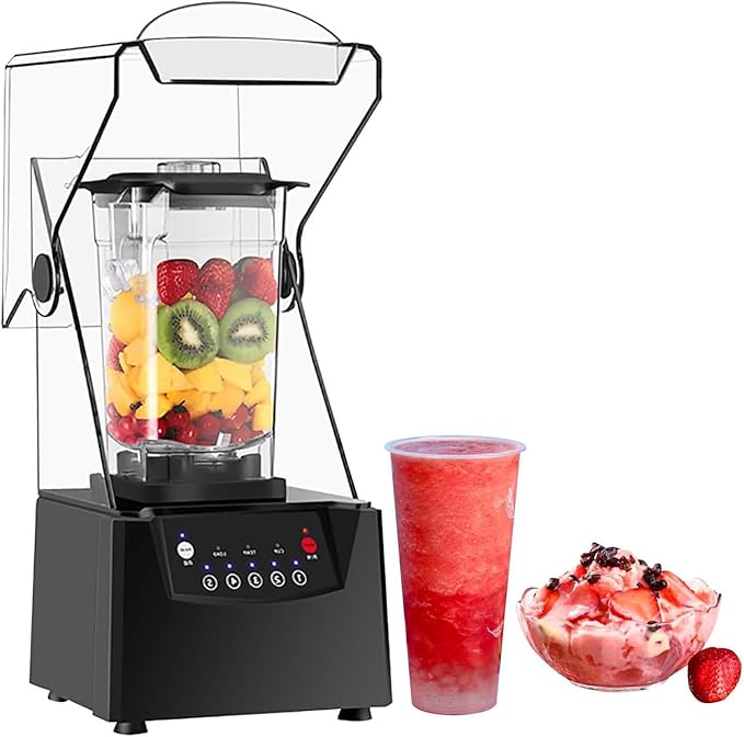Portable Smoothie Blender 2L Professional Blender 2200W Professional Blender with Soundproof Shield with 6 17000rpm Blades and Automatic Cleaning Blender for Fruits Smoothies