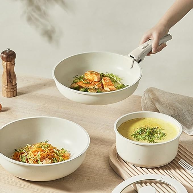 Easy to clean Complete Kitchen Set with Medical Stone Non stick Frying Pans Cookware Kitchen