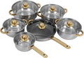 Stainless Steel Cookware Set with Lids Induction Compatible Pots and Pans for Soup Milk Frying Even Heat Distribution Multipurpose Kitchen Cookware for Family Meals