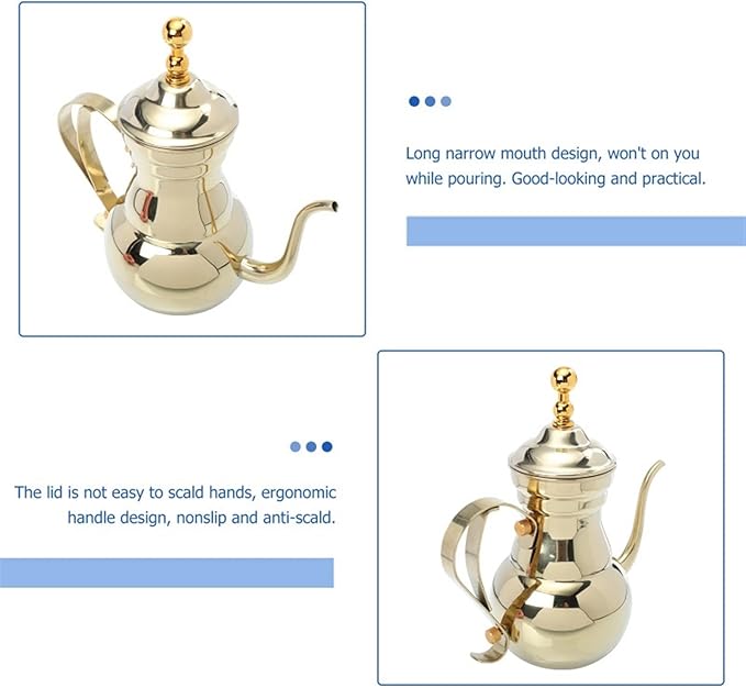 Coffeemaker Pots Kettle Coffee Tea Pot Turkish Pour Copperoverstove Gooseneck Maker Stovetop Steel Stainless Kitchen Teapot Set Camping(Silver)