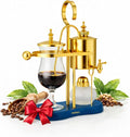 Nispira Belgian Balance Syphon Vacuum Coffee Maker 500ml Vintage Gravity Brewing System Gold &amp Peacock Blue Finish Manual Tabletop Coffee Brewer