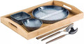 Divided Dinnerware Set 7-Piece Japanese Style with 8 Inch Compartments Plates Bowl and Dish Set Dishwasher &amp Microwave Safe Service for 1 (Color : E)