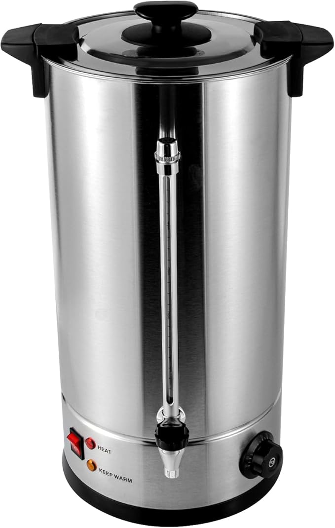 Coffee Urn Large Coffee Dispenser 25L Full Stainless Steel Commercial Coffee Maker Quick Brew Electric Beverage Dispenser Hot Water Urn 1400W