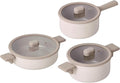 Chou Chou Kitchen Essential 6-Pieces Cookware Set with Lid Healthy Cooking Ceramic Coating 7 Saucepan 8 Casserole 9.5 Low Pot Induction Compatible Kitchenware Made in Korea