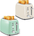Aigostar Toaster 2 Slice Retro Stainless Steel 1.6 inch Extra Wide Slots Bread Toaster Bagel Cancel Defrost Function 6 Shade Settings &amp Removable Crumb Tray Waffle Tortilla