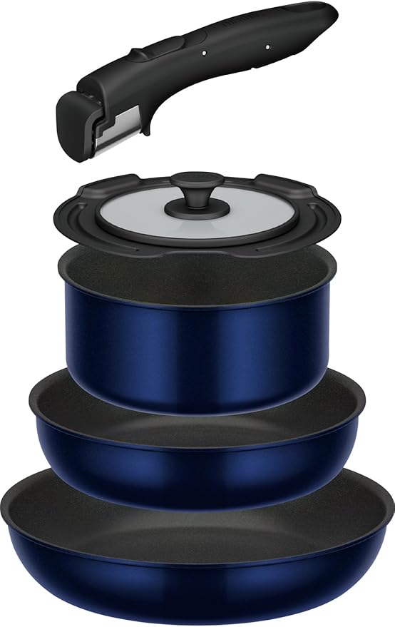 Thermos Durable Series KSE-5A DPBL 5-Piece Frying Pan Set EA Gas Fire Compatible Deep Blue