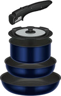 Thermos Durable Series KSE-5A DPBL 5-Piece Frying Pan Set EA Gas Fire Compatible Deep Blue