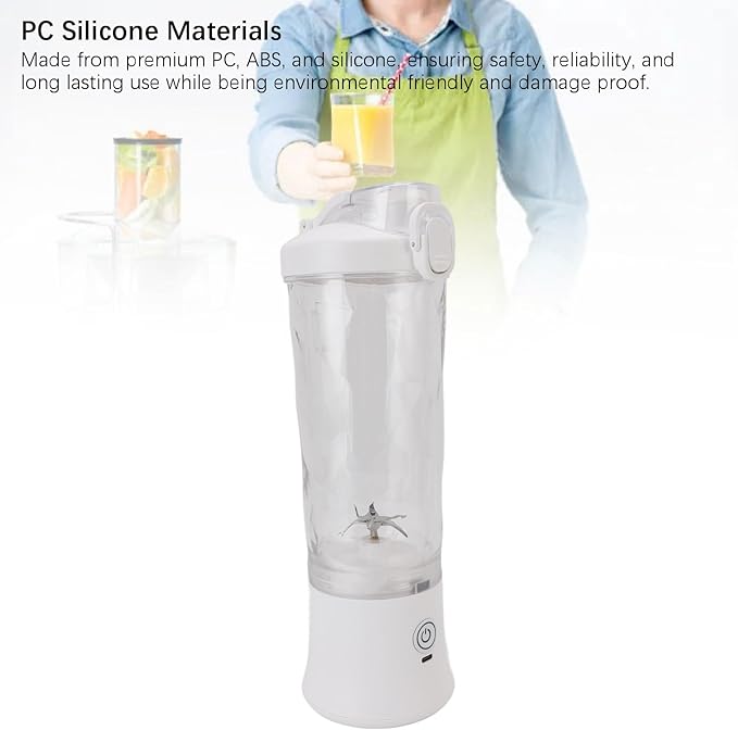 Portable Blender with 6 Blades 18000RPM RGB Light Sports Bottle for Travel 600ml Mini Juicer Cup Mixing Mode USB C Rechargeable