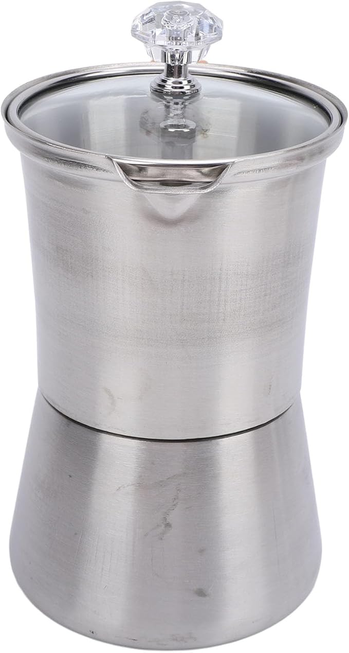 Yosoo Health Gear Hand Pour Coffee Pot Pour Over Coffee Maker Set Coffee Brewer Hand Drip Cone Dripper Coffee Pot with Glass Lid Heat Resistant Handle for Italian Coffee Milk Tea (160ML)