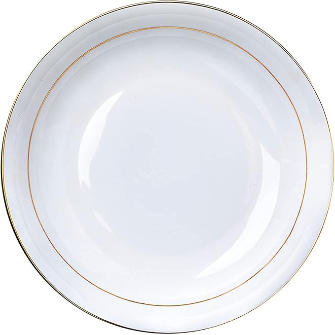 42 Pieces Dinner Set for 6 White Porcelain Bone China Kitchen Combi-Set Tableware Set with Cereal Bowl Bowls Dessert Plates Soup Plates Dinner Plates with Gold Rim