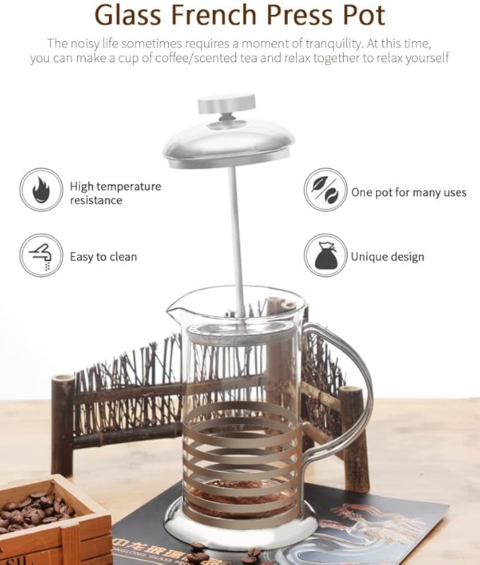 Coffee Maker Stainless Steel Percolator Pot Wall &amp Large Capacity Manual Cafetiere Containers