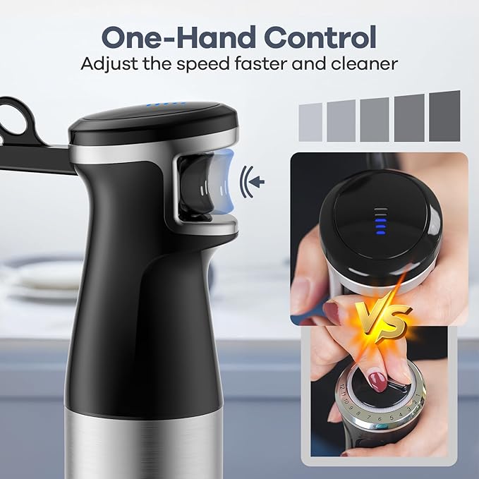 hadlook Immersion Blender with Chopper Whisk and Frother - Handheld 5-in-1 Immersion Blender 1100W for Soup Baby Food and Smoothies